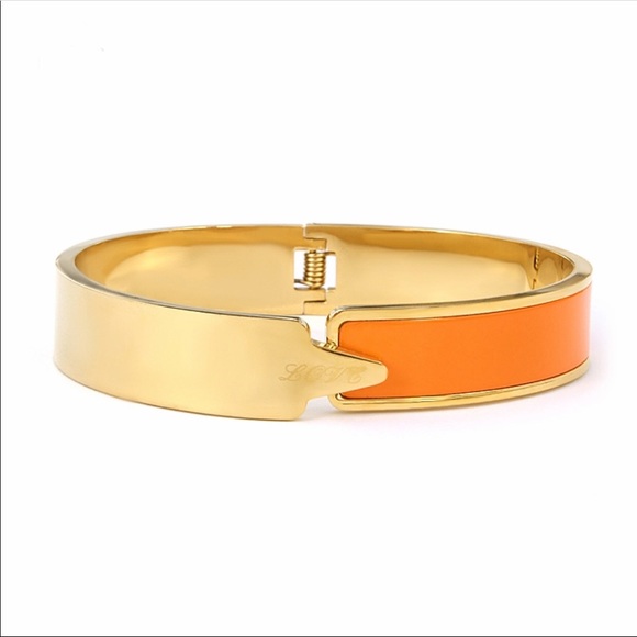 NEW ORANGE & GOLD LOVE CUFF BRACELET BANGLE - Picture 2 of 3